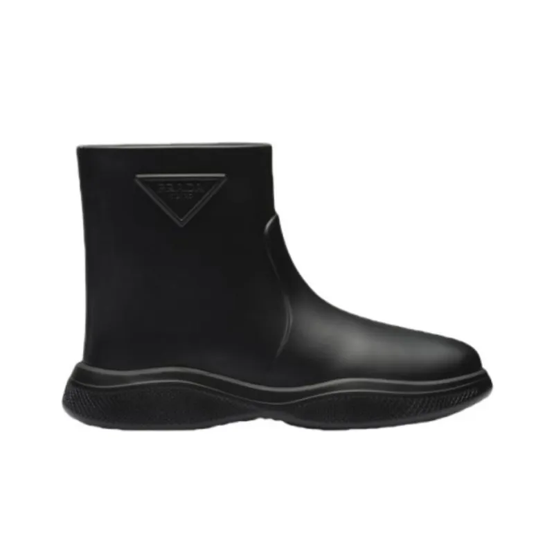 PRADA Pull On Rain Booties Black Rubber Women's-1