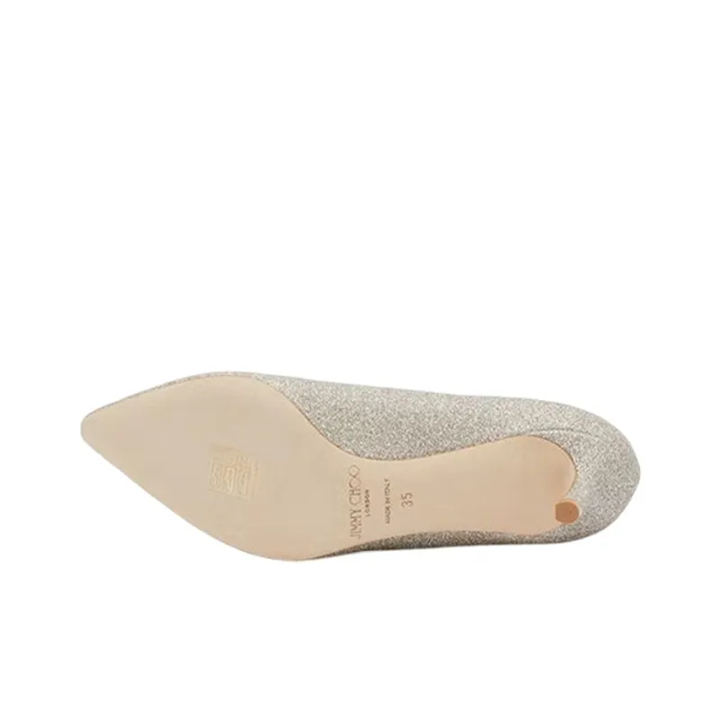 Jimmy Choo Slim Heel High Heels 6cm Women's White Gold-5