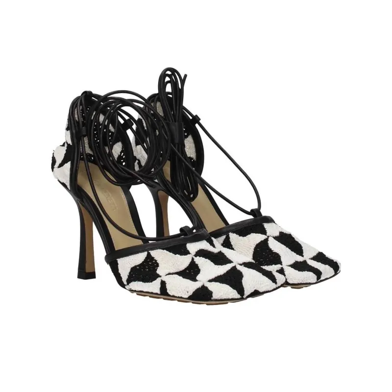 Bottega Veneta Stretch Slim Heel High Heels 9cm Women's Black White-1