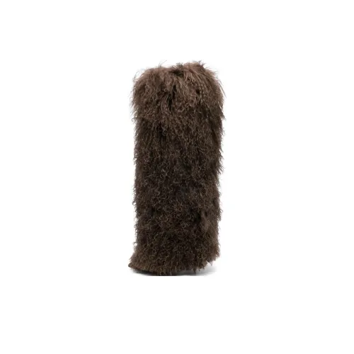 Paris Texas Furry Knee-high Boots 10.5cm Women's Brown