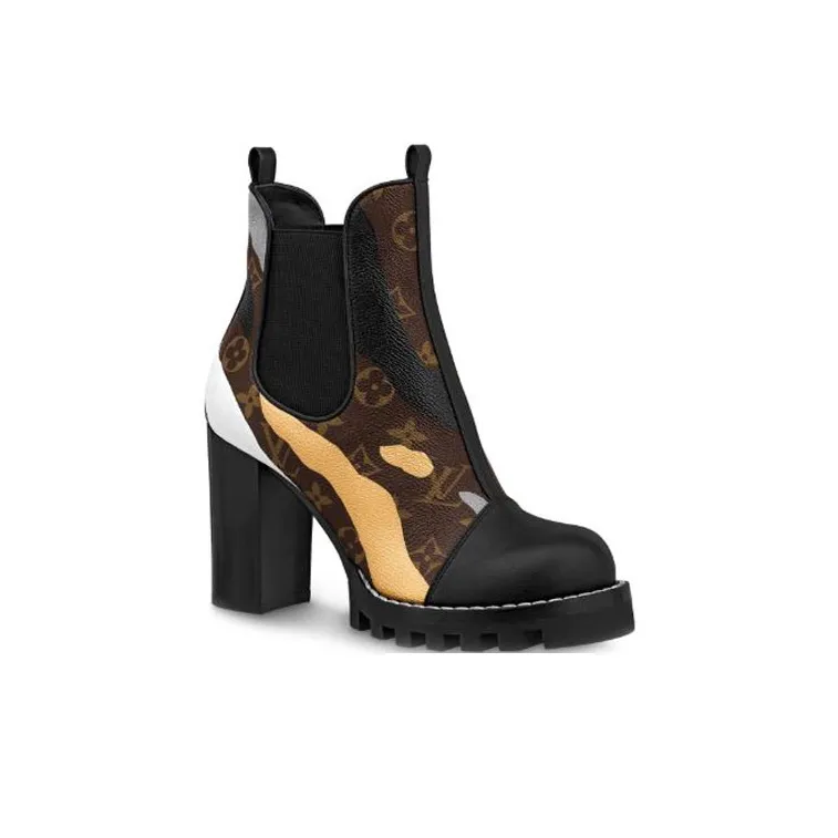 LOUIS VUITTON Lv X Lol Star Trail Small Cowhide Ankle Boots Black Brown Women's-1