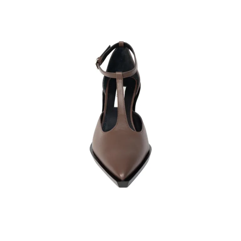 Elleme Eclair Irregular Heel High Heels 8cm Women's Brown-5