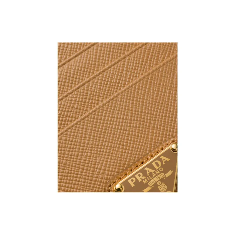PRADA Calfskin Card Holder Women's Natural-2