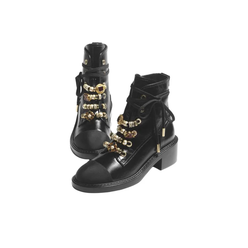 CHANEL Ankle Boots 5cm Women's Black-2