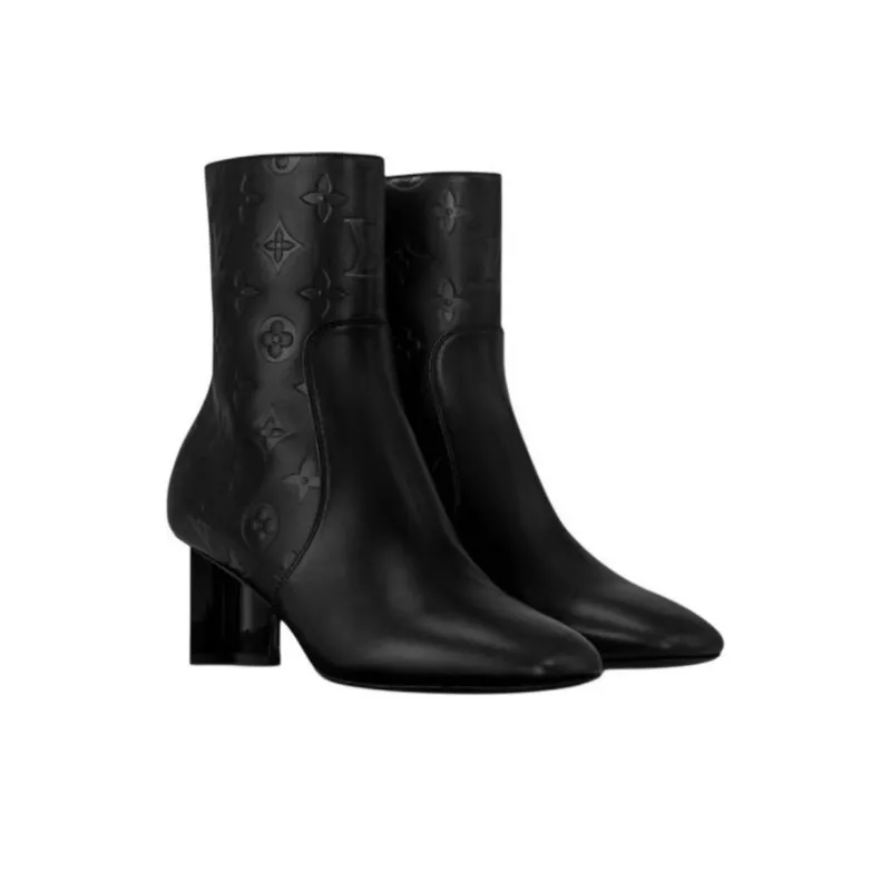 LOUIS VUITTON Silhouette Ankle Boots 6cm Women's Black-2