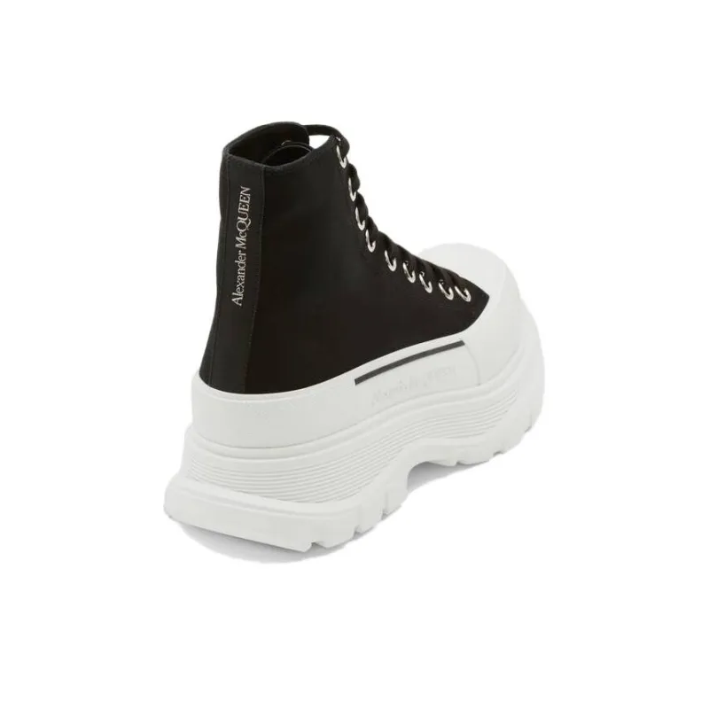 Alexander McQueen Canvas Tread Slick High Top Sneakers 'Black White'-4