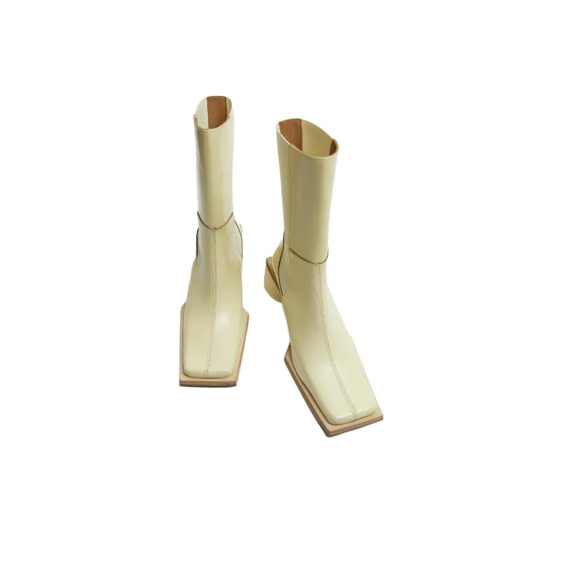 MIISTA Ankle Boots 5cm Women's Beige-3