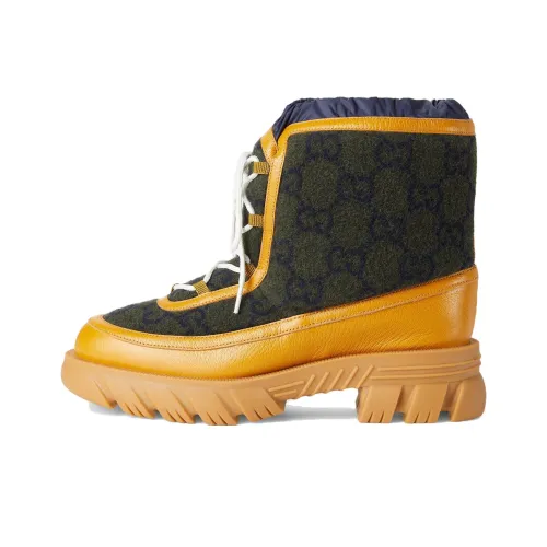 GUCCI GG Ankle Boots Men's Green Yellow