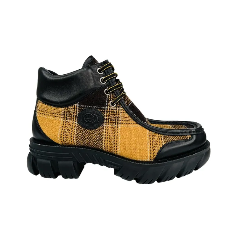 GUCCI Wear-Resistant Short Outdoor Boots Men's Black Yellow-1
