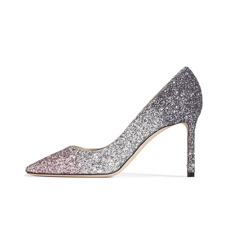 Jimmy Choo ROMY Slim Heel High Heels Women's Pink Silver-0