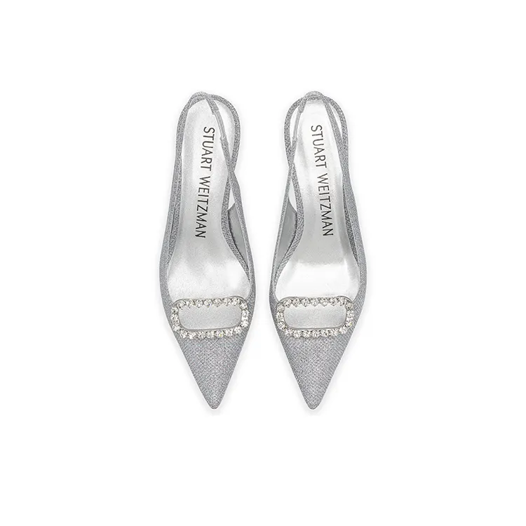 Stuart Weitzman/SW Blingring Xcurve 75 Slim Heel High Heels Women's Silver-3
