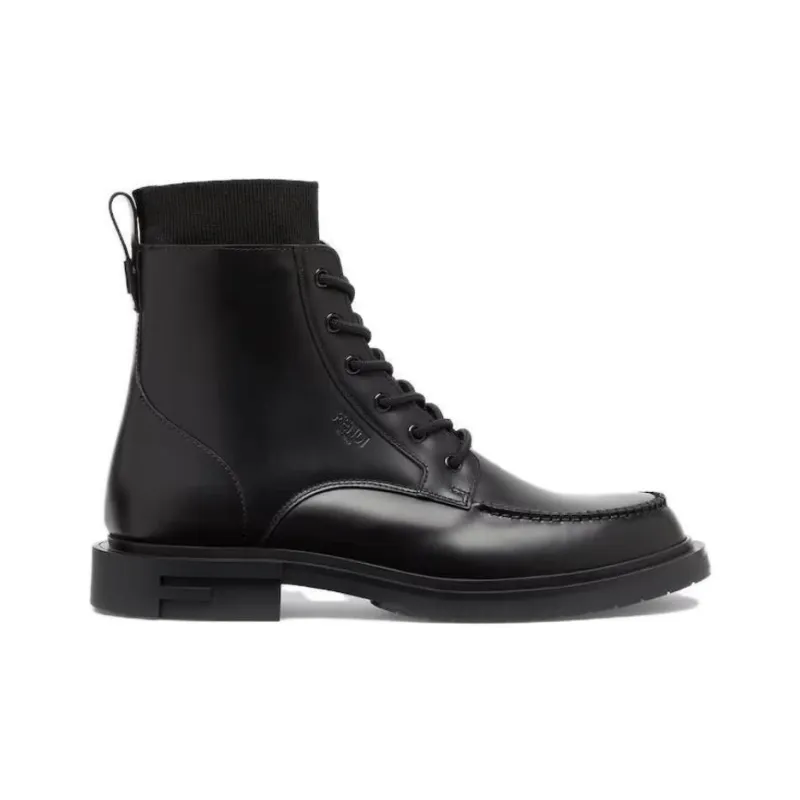 FENDI Frame Short Mid-Calf Martin Boot Men's Black-1