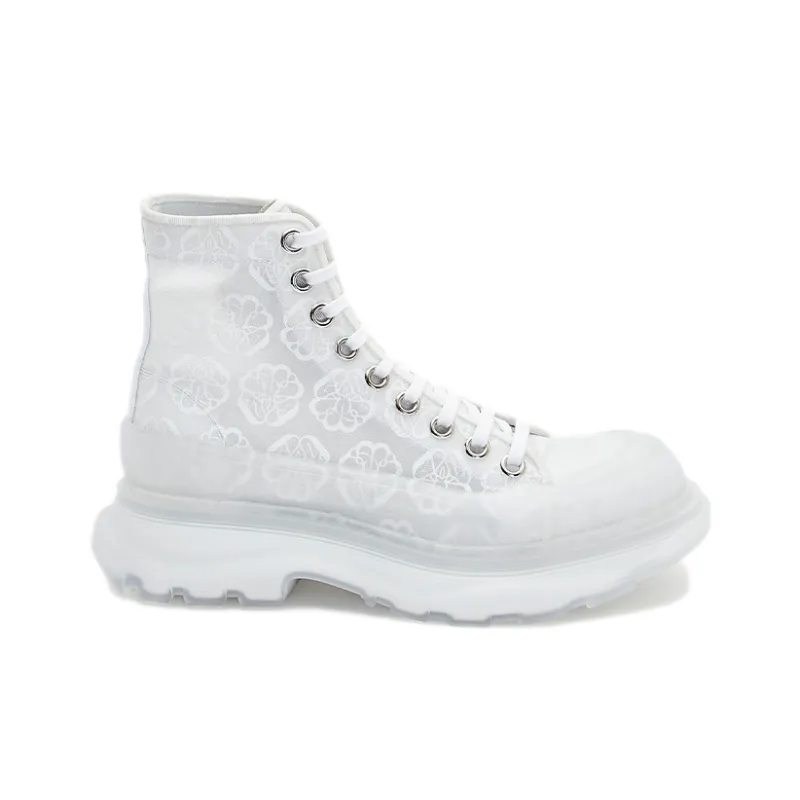 Alexander McQueen Tread Slick Lace Up High Boots 'White Transparent' Women's-1