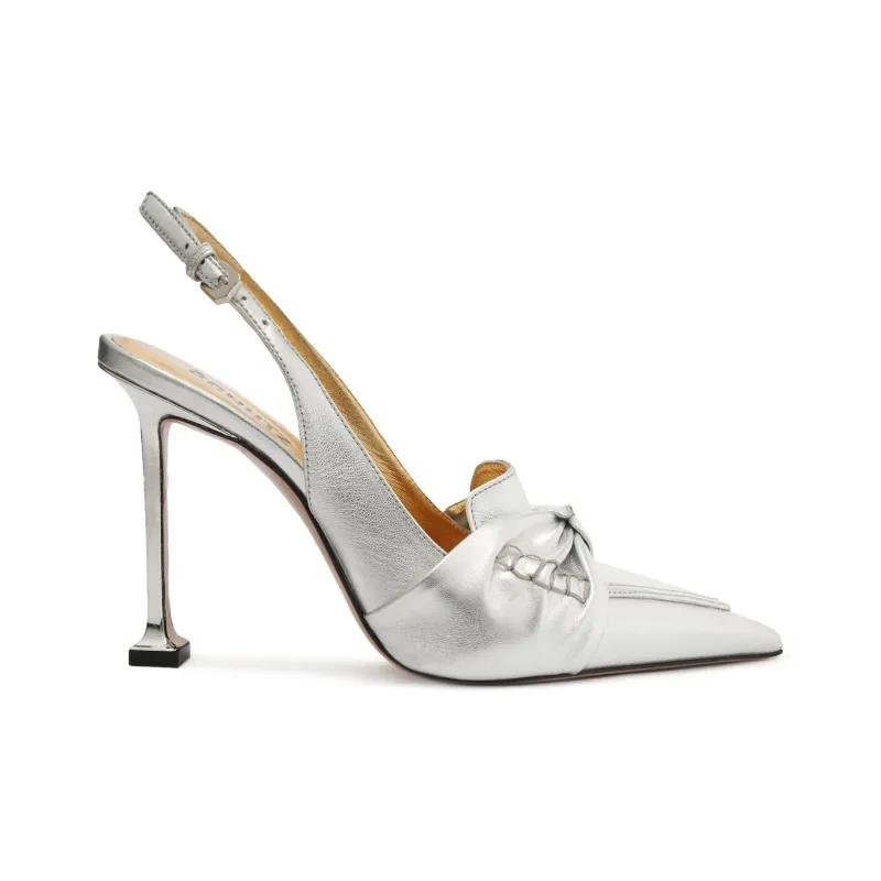 Schutz Fiorella Flared Heel High Heels 10cm Women's Silver-1