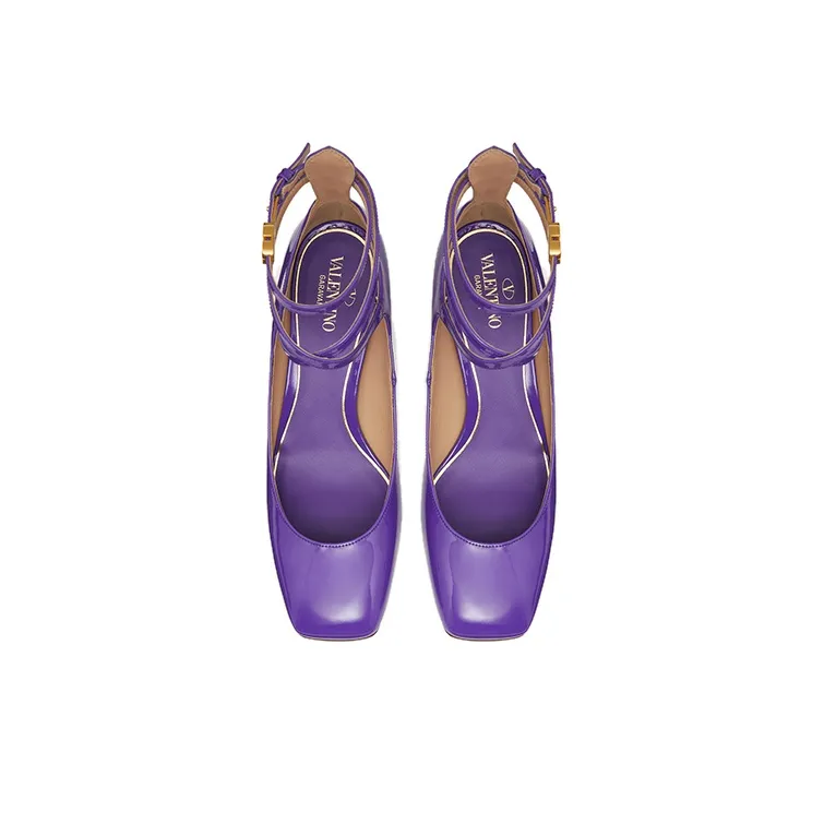 Valentino Garavani Tan Go Patent Leather Pumps Purple Women's-3