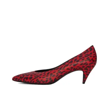 SAINT LAURENT Cone Heel High Heels 5cm Women's Red Black