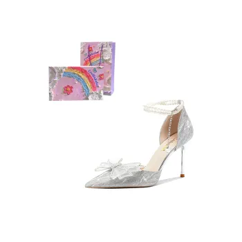 Crelinkxlat Colored Glaze Starry Slim Heel High Heels Women's