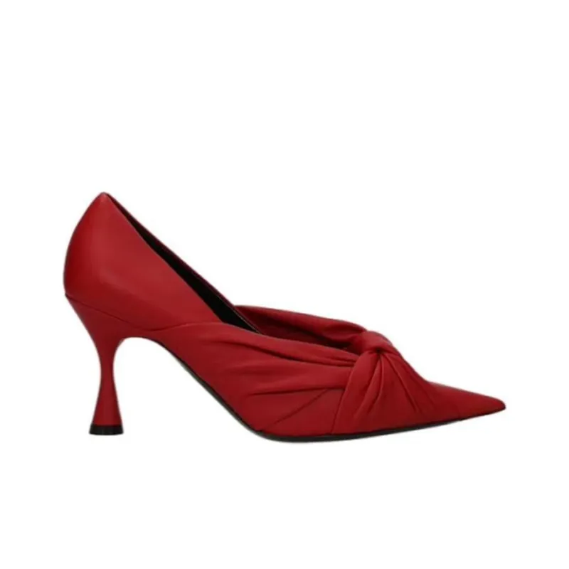 Balenciaga Drapy Slim Heel High Heels 10cm Women's Red-1