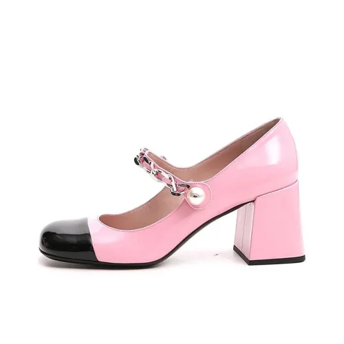 MIU MIU Chunky Heel High Heels 7cm Women's Pink