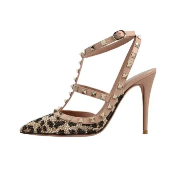 Valentino Rockstud Slim Heel High Heels 11cm Women's Umber