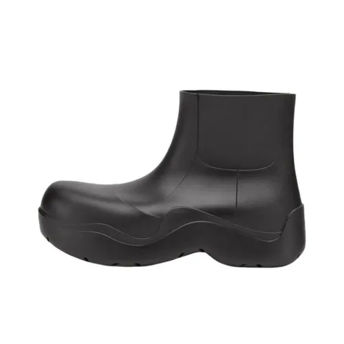 bottega Hoop Veneta Puddle Rain Boots Ankle Boots Men's Black