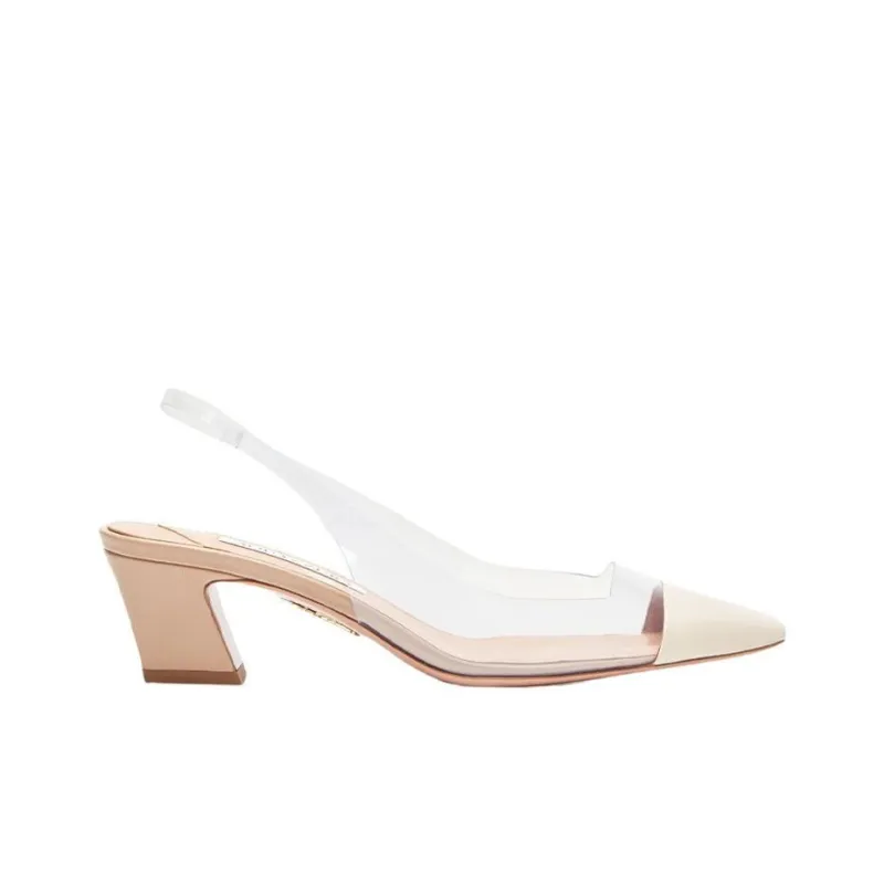 AQUAZZURA Naked Pump 50 Chunky Heel High Heels Women's Beige-1