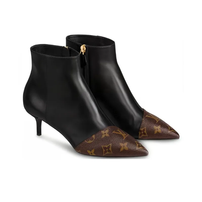 LOUIS VUITTON Chérie Ankle Boots Women's Black Brown-2