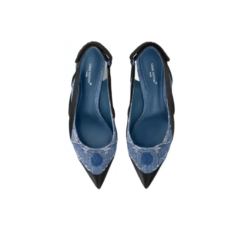LOUIS VUITTON Archlight Slim Heel High Heels 5.5cm Women's Black Blue-3