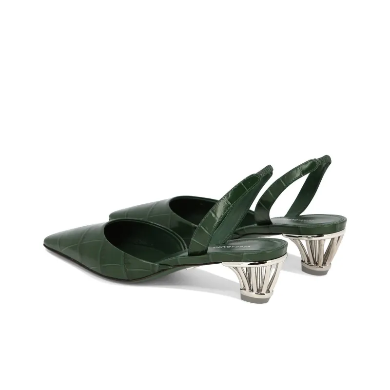 FERRAGAMO Alyssa High Heels Women's Dark Green-4