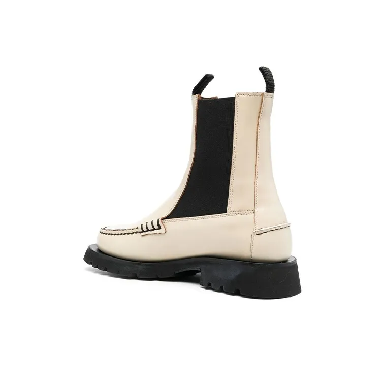 Hereu Alda Short Chelsea Boots Women's White-4
