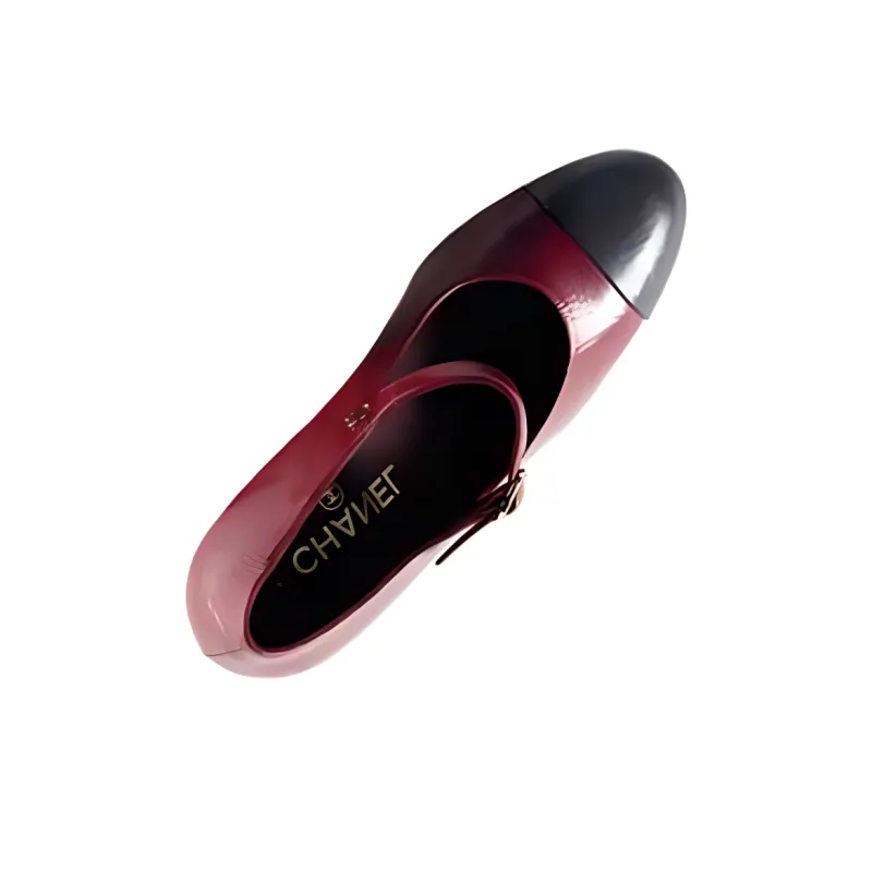 CHANEL Cone Heel High Heels Women's Burgundy-3