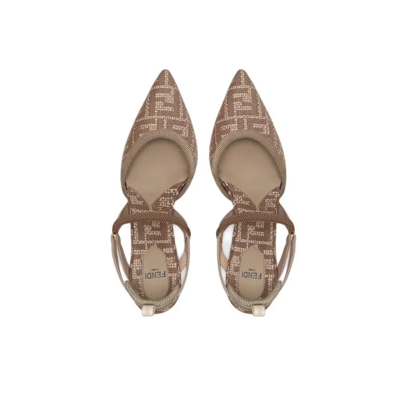 FENDI Logo Detailed Slingback Pumps-3