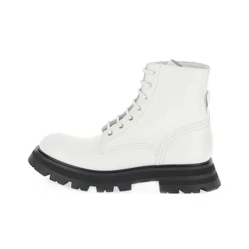 Alexander McQueen Lace Up Ankle Boot White Black Women's