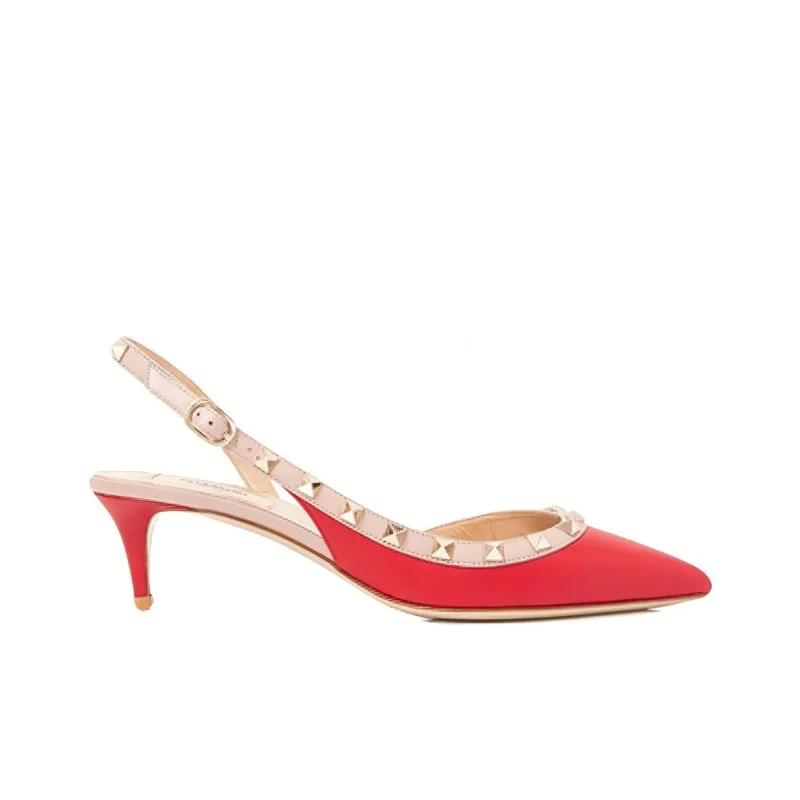 Valentino Slim Heel High Heels Women's Red-1