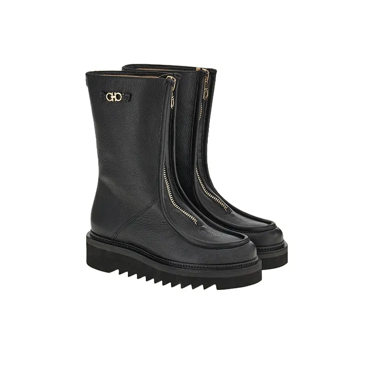 FERRAGAMO 50mm Zip-front Leather Boots-2