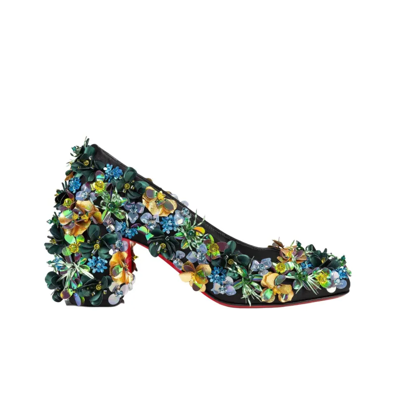 CL LUBOTING Minny Tropica Chunky Heel High Heels 7cm Women's Multicolor-1