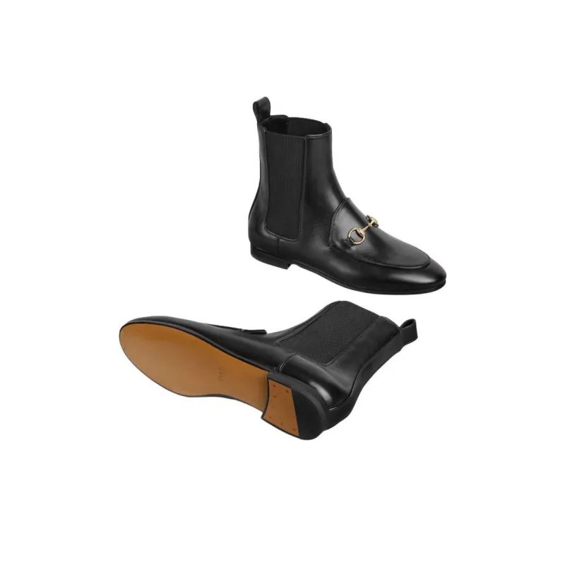 GUCCI Jordaan Short Chelsea Boots Women's Black-6