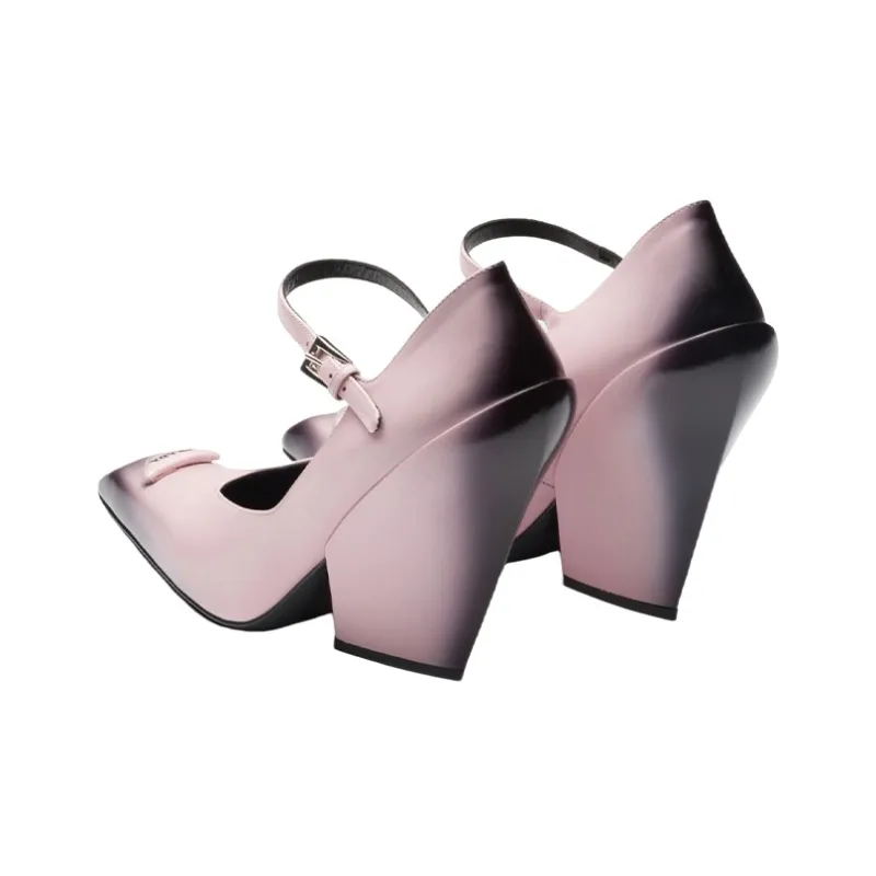PRADA Brushed Leather Pumps 'Pink Black Ombre' Women's-4