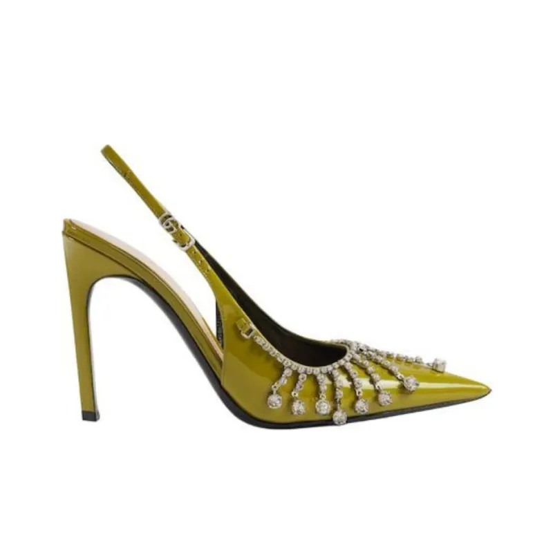 GUCCI Slim Heel High Heels 10.5cm Women's Green-1