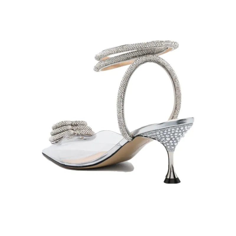 MACH & MACH Triple Heart Slim Heel High Heels 7.5cm Women's Silver-2