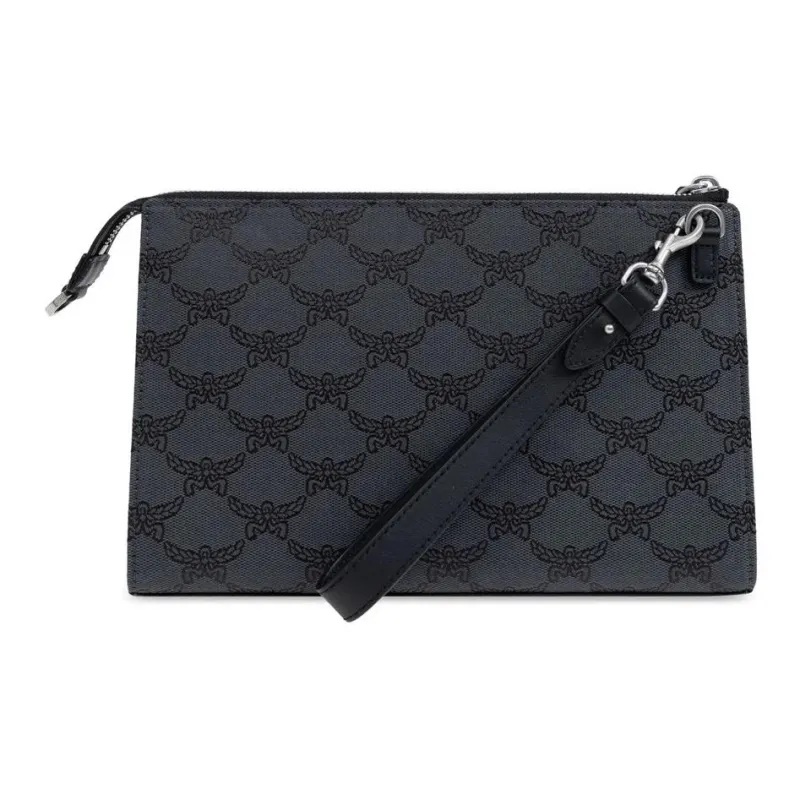 MCM Fabric One Shoulder Crossbody Clutch Trumpets Men's Gray-2