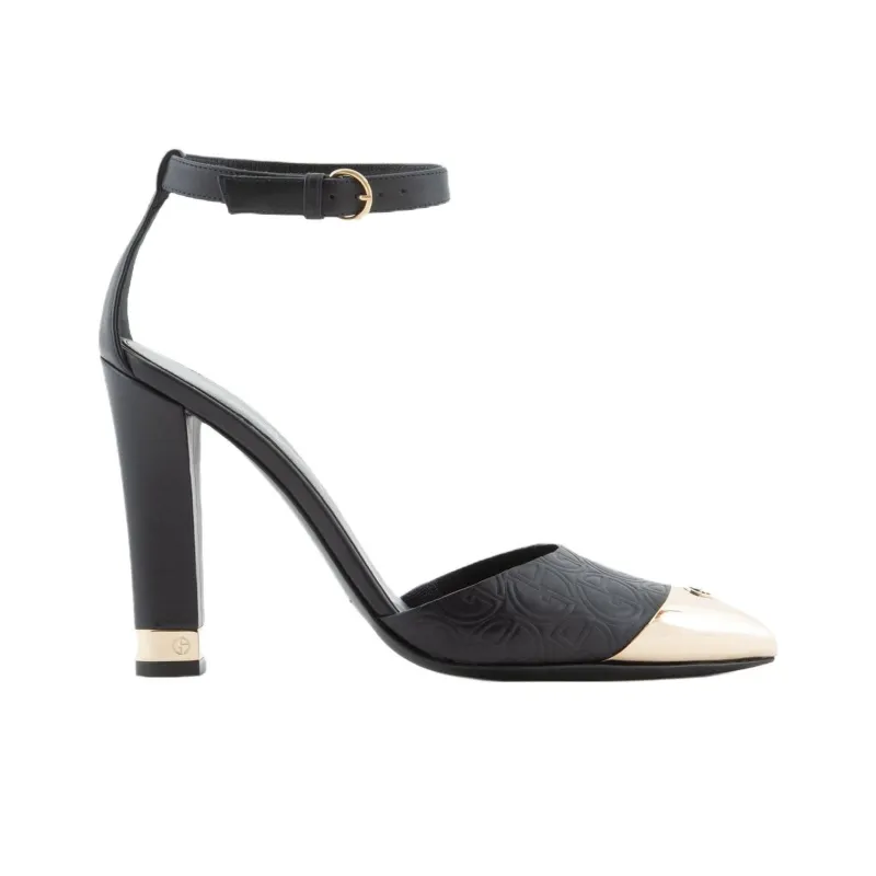 EMPORIO ARMANI D'Orsay Chunky Heel High Heels 10.5cm Women's Black-1