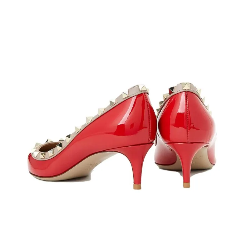 Valentino Slim Heel High Heels Women's Red-4
