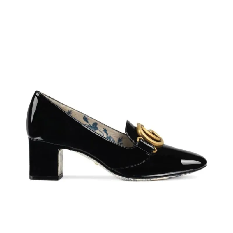 GUCCI Block Heel High Heels 5cm Women's Black-1