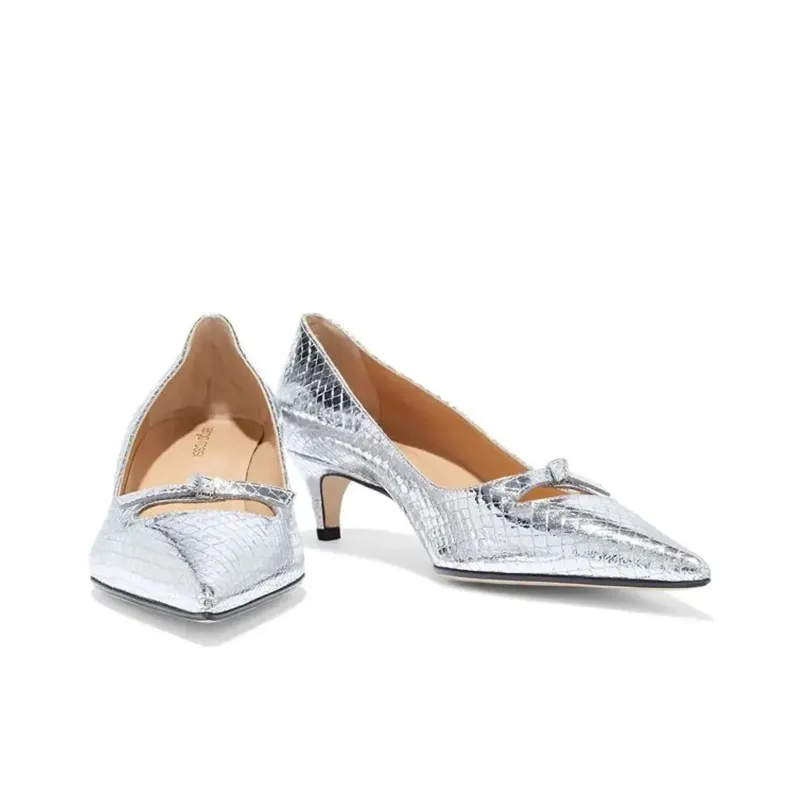 SERGIO ROSSI Isobel Slim Heel High Heels 4.5cm Women's Silver-2