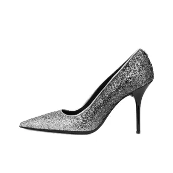 LOVE MOSCHINO Slim Heel High Heels 9.5cm Women's Sequins Silver