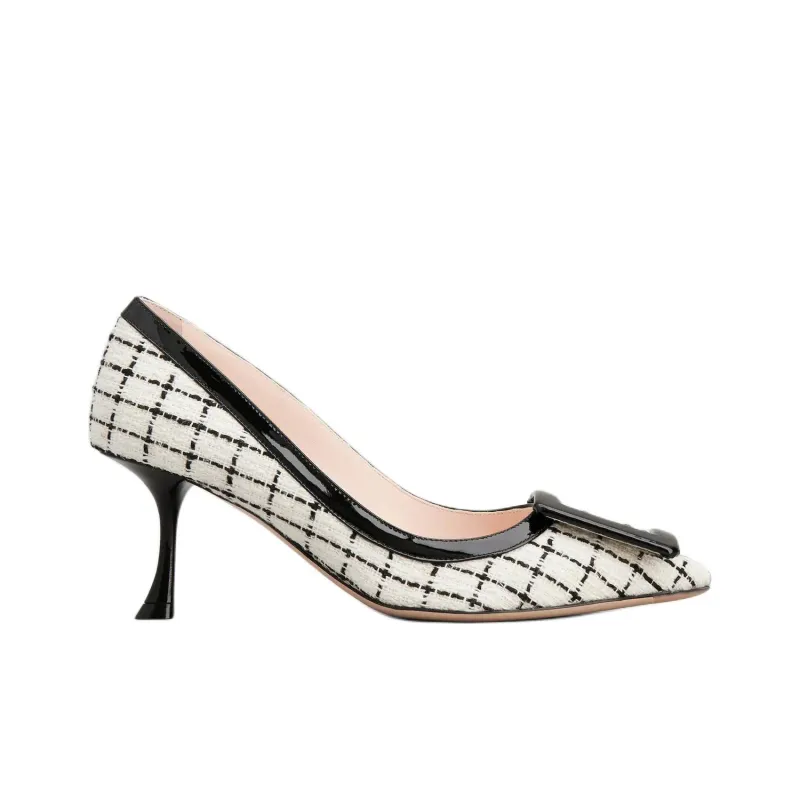 Roger Vivier Viv' In The City Irregular Heel High Heels 6.5cm Women's Black White-1