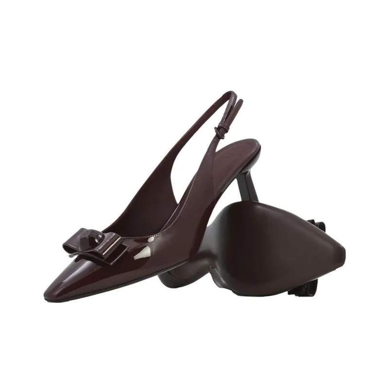 FERRAGAMO Salvatore Slim Heel High Heels 5.5cm Women's Burgundy-4