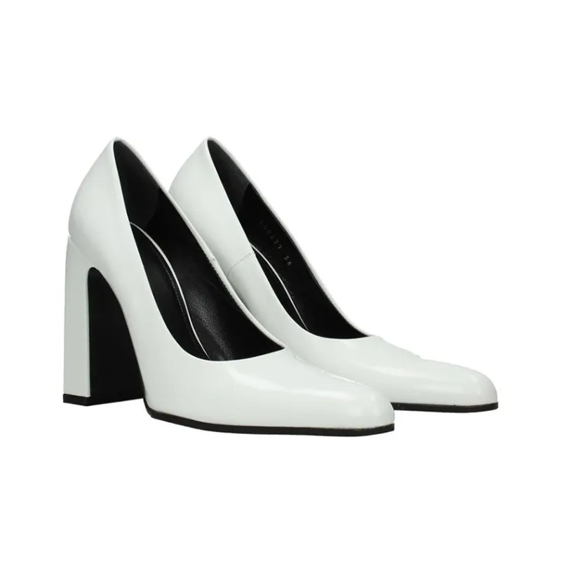 Balenciaga Chunky Heel High Heels Women's White-2