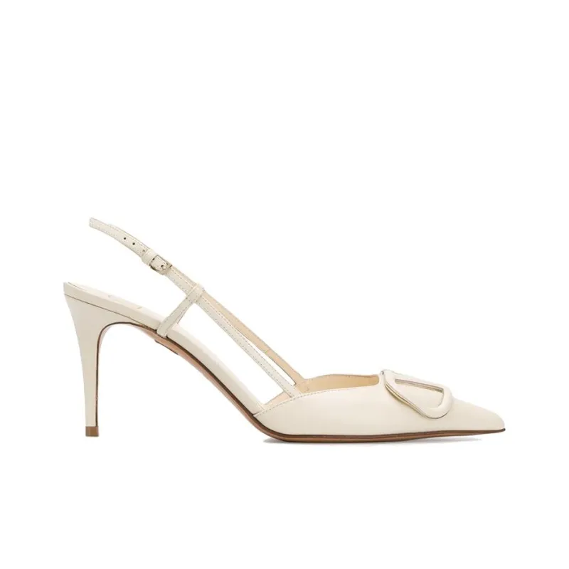 Valentino Vlogo Slim Heel High Heels Women's White-1